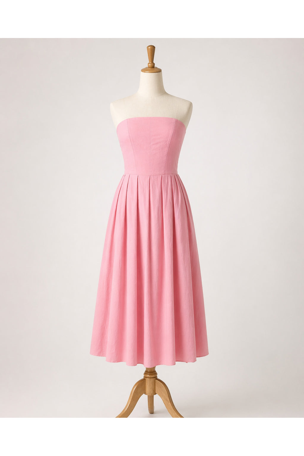 Askılı Büstiyer Model Keten Elbise – Pembe