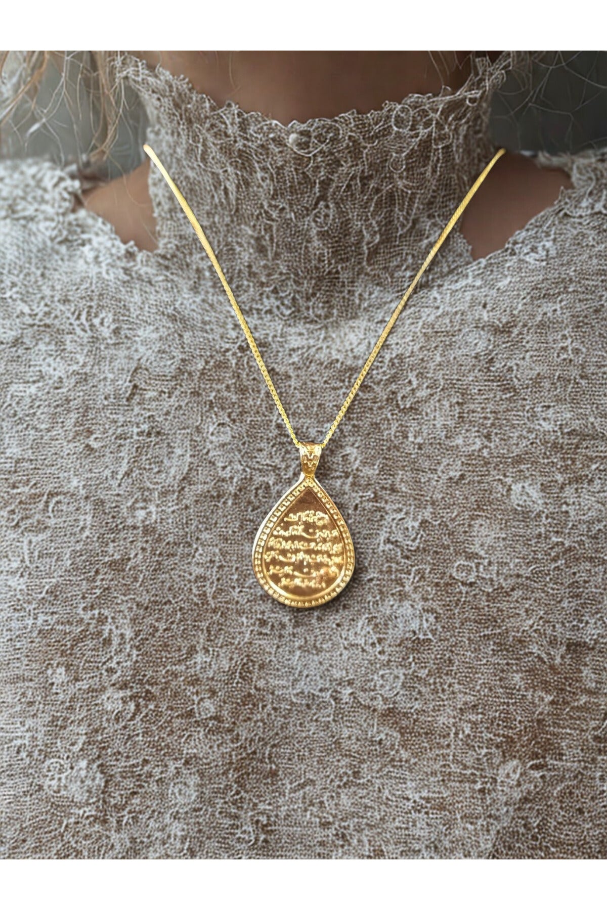 Kıtmır Dualı Gold Nazar Kolyesi