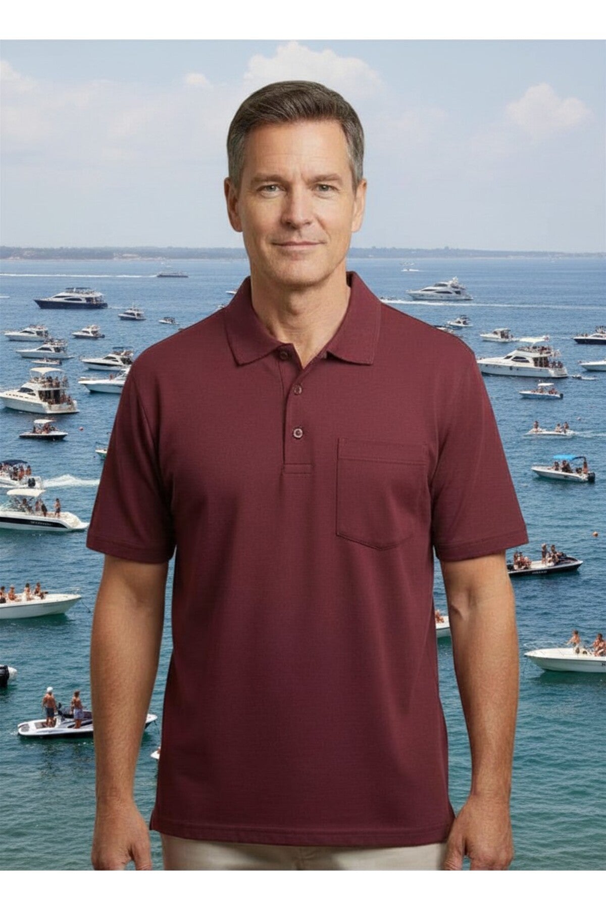 ErkekPolo Yaka T-shirt (Bordo)