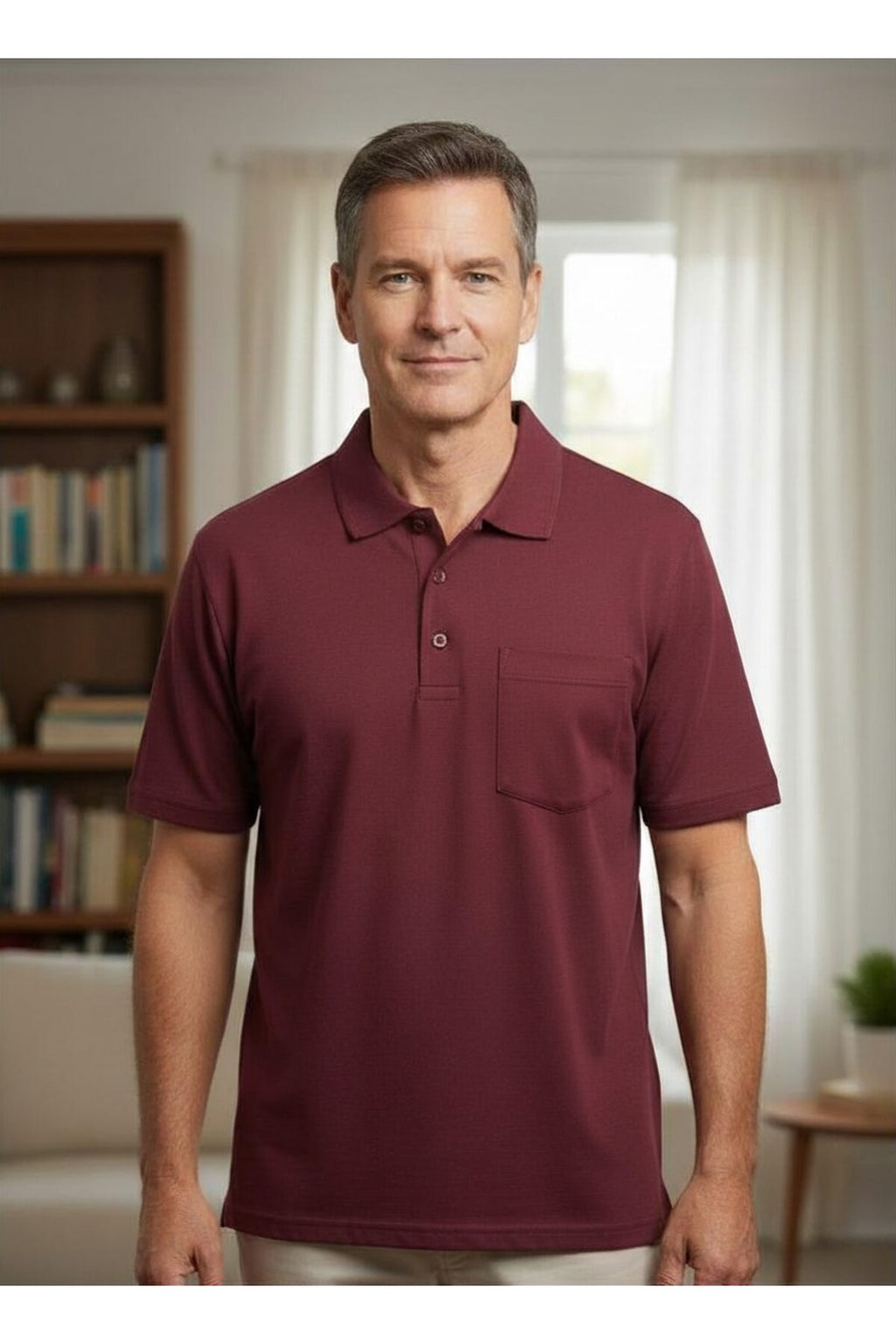 ErkekPolo Yaka T-shirt (Bordo)