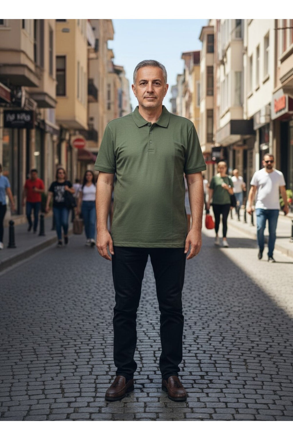 ErkekPolo Yaka T-shirt (Haki)