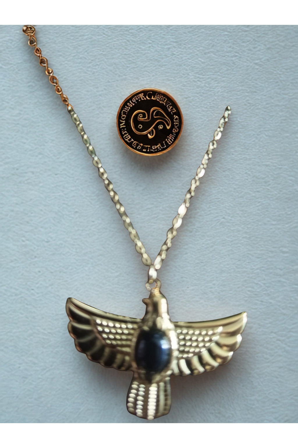 Kartal Oniks Taşlı Gold ÇelikKolye