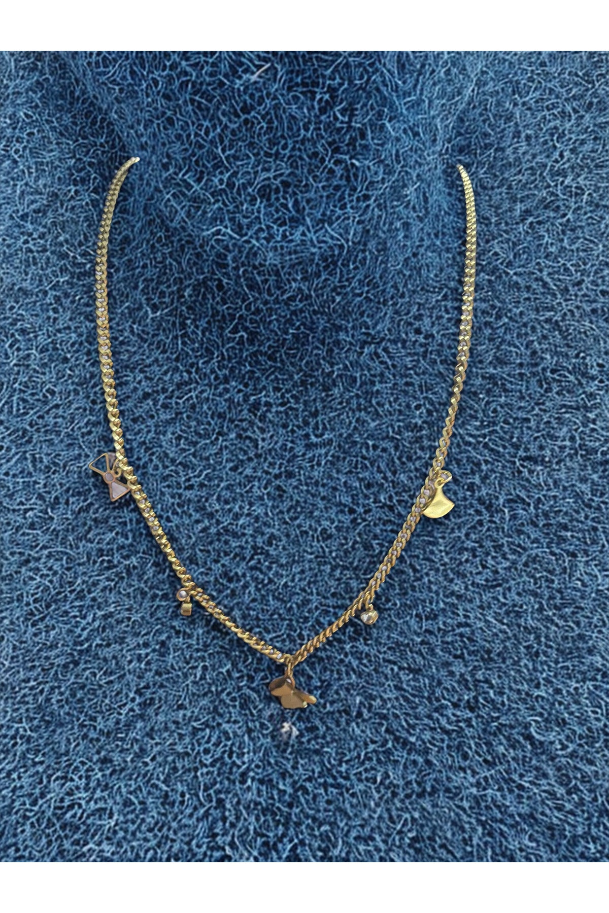 Yunus Balığı Kuyruğu Çelik Gold Kolye