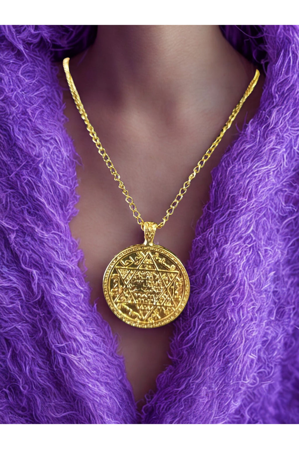 Süleymanın Mührü Gold Çelik Kolye