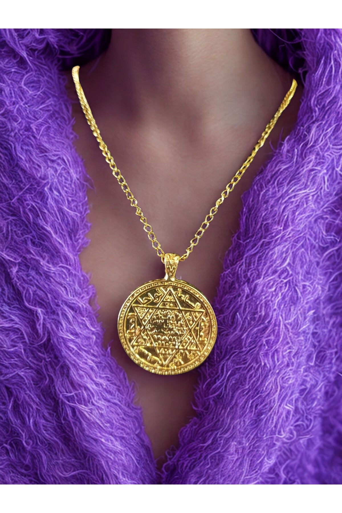 Süleymanın Mührü Gold Çelik Kolye